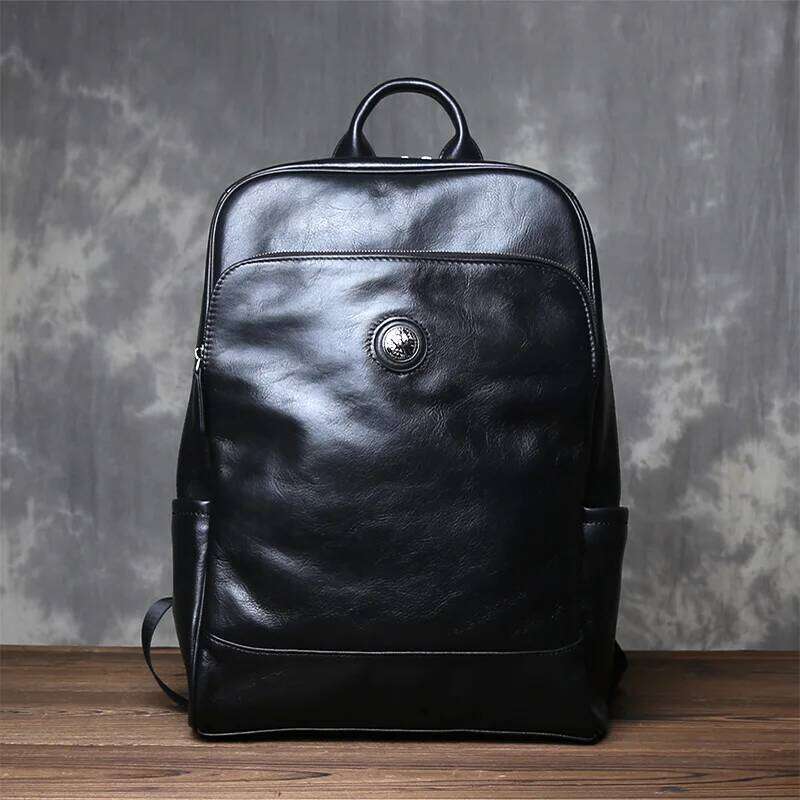 Vegetable Tanned Shoulder Backpack Men's Head Layer Cowhide Vintage Casual Multifunctional Large Capacity Computer Bag