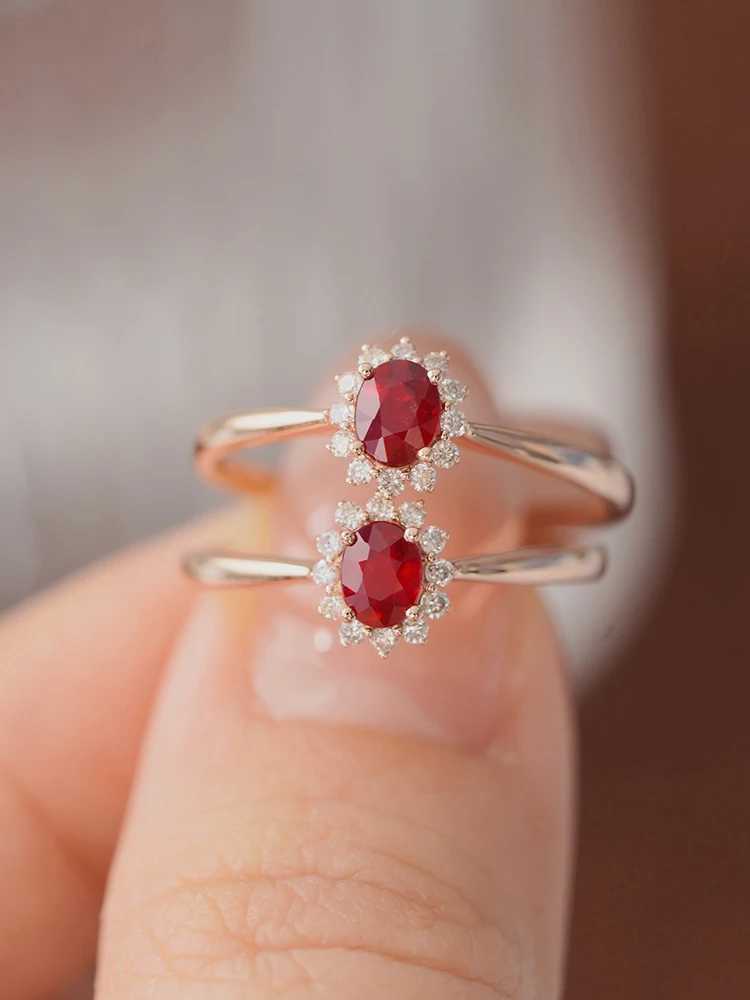 Rose Gold S925 Sterling Silver Womens Ring Red Zirconia Sunflower Gorgeous Vintage Womens Jewelry for Daily Wear Holiday and Party Gifts XJ250707