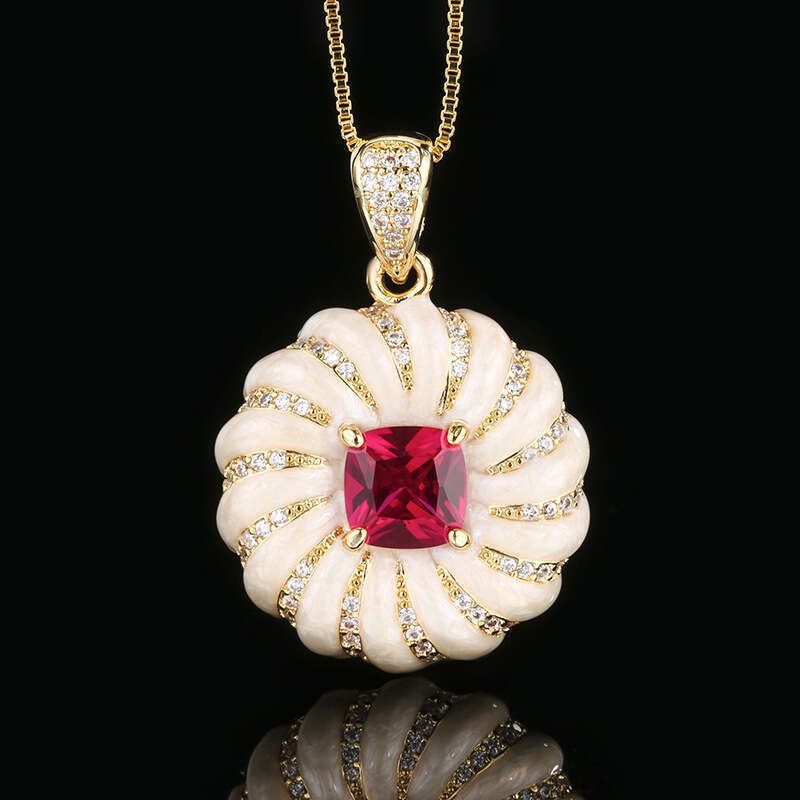 Hua Youmei Jewelry Set Decorative Earrings Necklace Ring Luxurious Palace Style Enamel Square Women's Model 8Bf