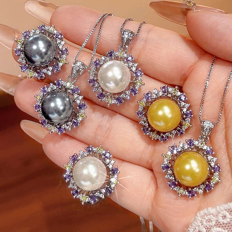 New Jewelry Set Imitation Natural Pearl Necklace Ring Unique Charm Women's Fashion High-End Versatile Caf