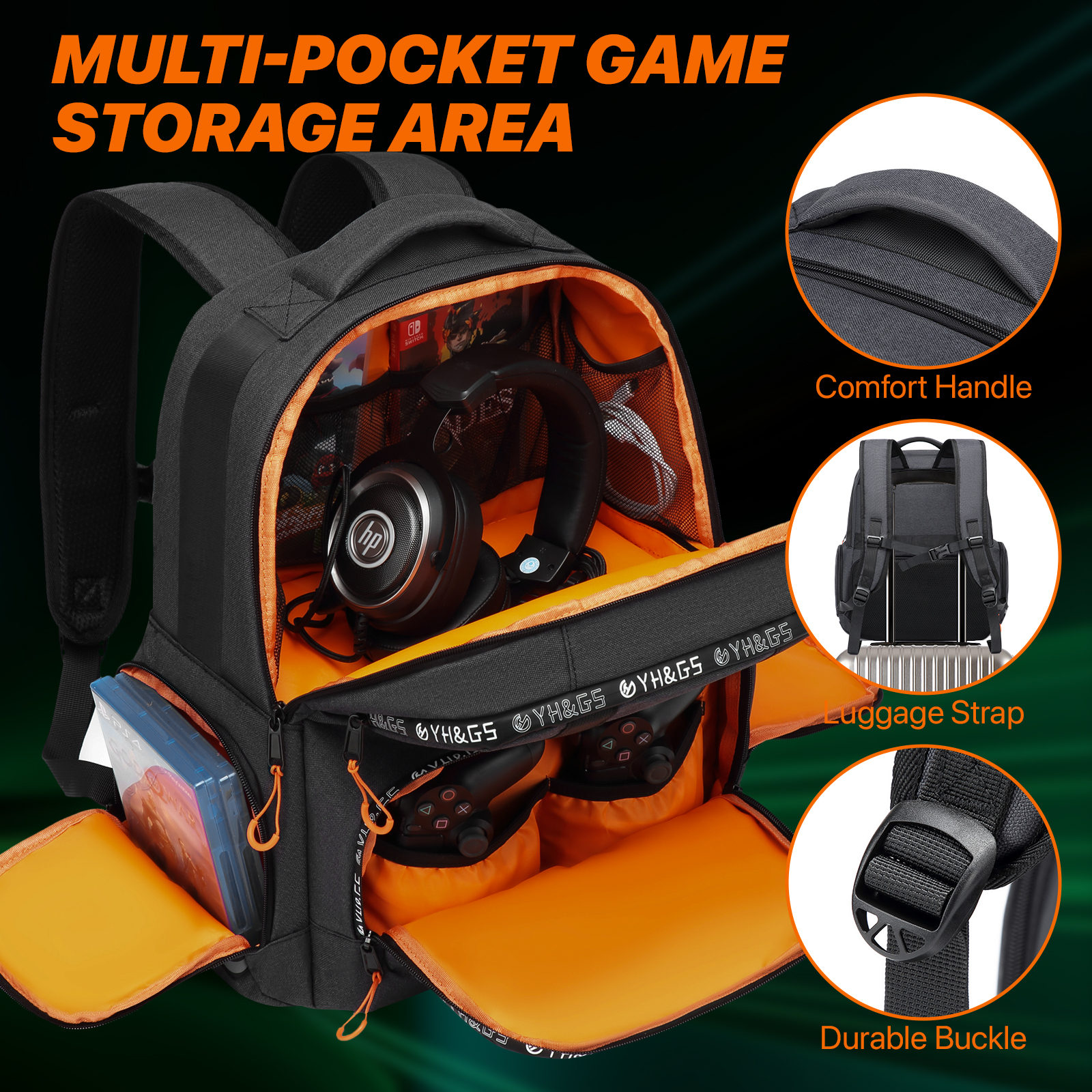 Carry Backpack Compatible with Xbox Series X/S Console, Travel Carrying Case with Multiple Storage Pockets for Xbox Controllers