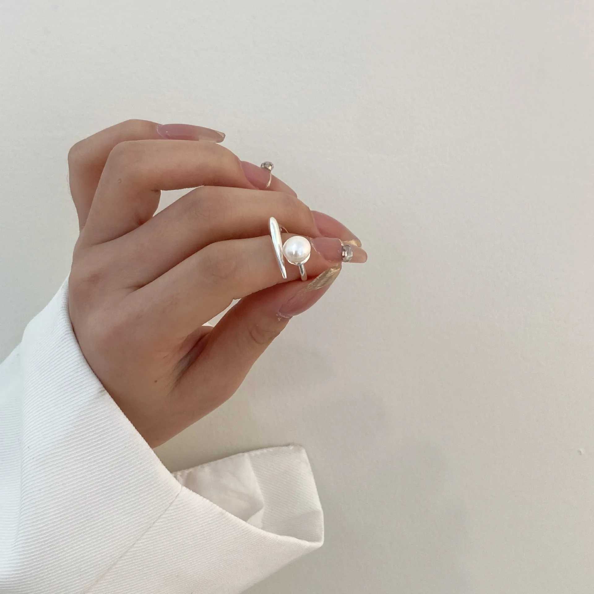 925 Sterling Silver Round Pearl Ring Wedding Adjustable Rings For Women Jewelry Wholesale Money 925 XJ250707