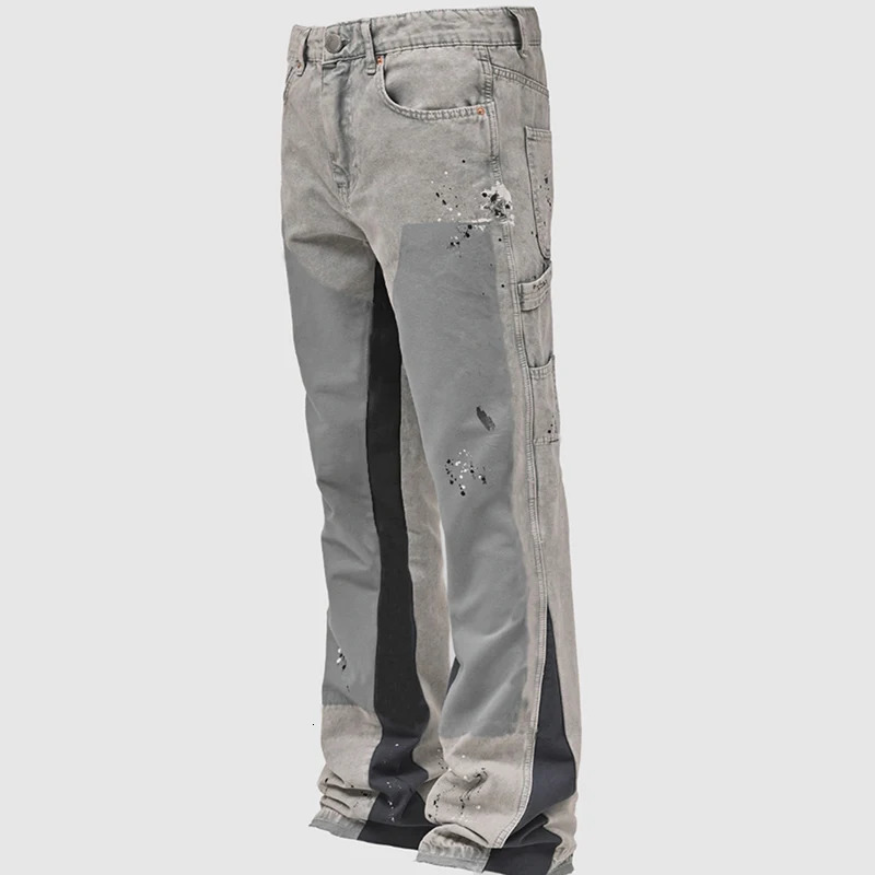 PFNW Summer Jeans Men Patchwork Cargo Denim Pants Worn-out Vintage Boot Cut Male Personalized Streetwear 12C380 250617