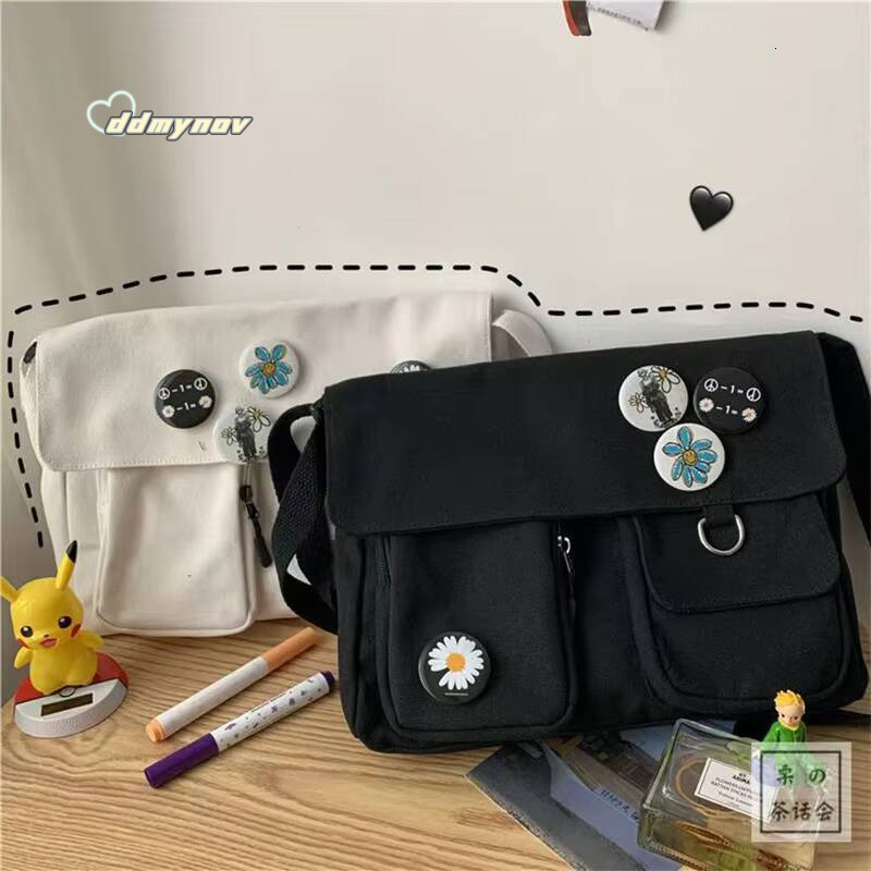 Japanese Harajuku Cute Retro Girl Messenger Shoulder Bag Canvas Student School Female Anime double messenger bag ddmynov