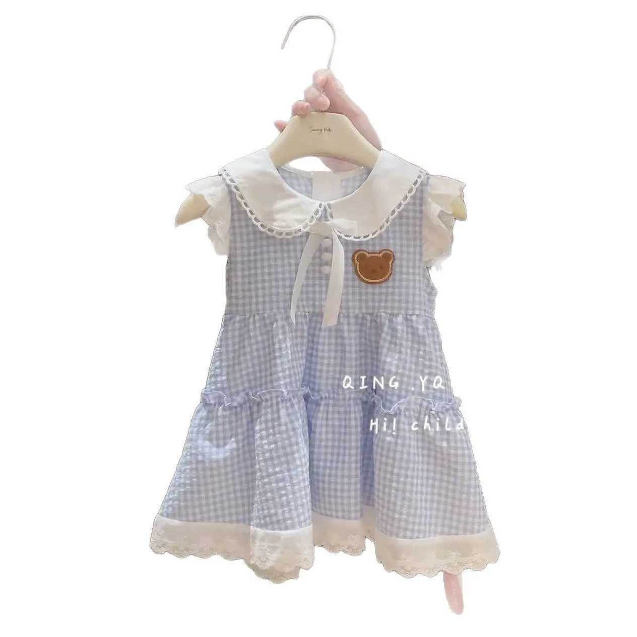 Girls Summer Dresses Childrens Foreign Dresses Fashion Trend College Style Princess Dresses in Small Children Cool Plaid R250707