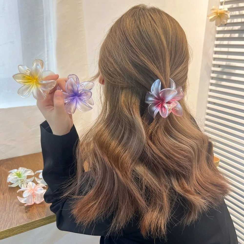 Hair Flower Clip Clips Plumeria Beach Flowers Claw Barrettes Accessories Barrette Kids Colorful Women Piece Y250707
