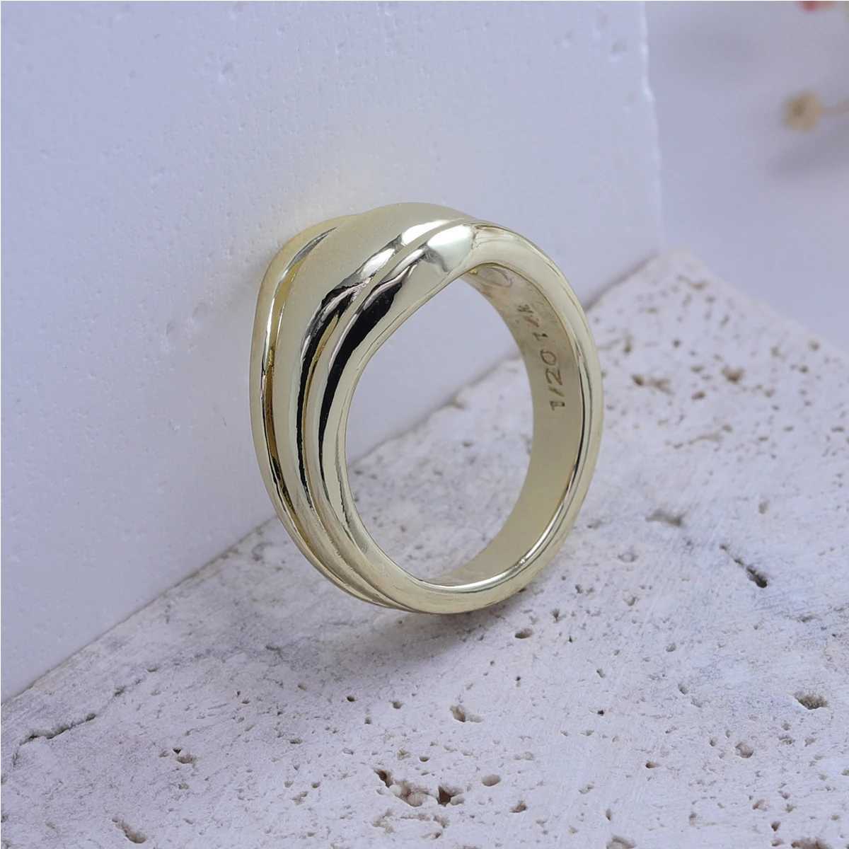 VENTFILLE 925 Sterling Silver 14K Gold Geometry Ring for Women Girl Minimalism High Quality Punk Classic Jewelry Gift Dropship XJ250707