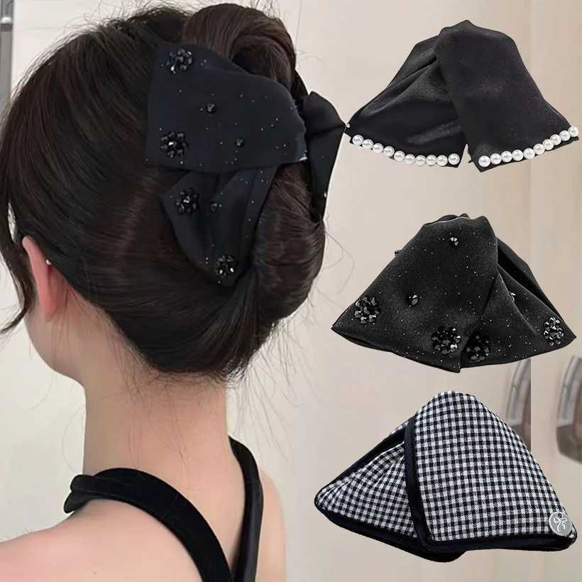 Elegant Large Rhinestones Bow Hair Claw Crab Pearls Hairpins Women Girls Sweet Hair Ornament Hair Clips Fashion Hair Accessories Z250707