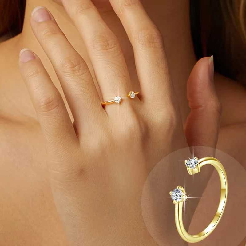 100% Authentic Moissanite White Gold Plated Adjustable Ring 925 Sterling Silver Exquisite Open Ring for Women Fine Jewelry Gift XJ250707