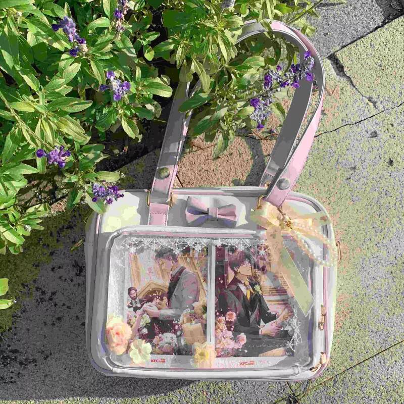 Y2K Cute Bow Ita Girl Transparent Messenger Women Fashion Shoulder Crossbody Ladys DIY Badge Tote Bag Lolita Handbag ddmynov