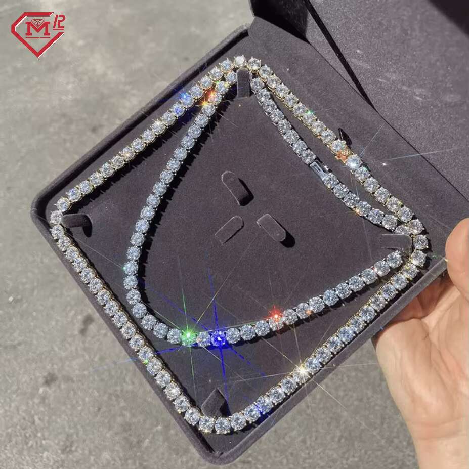 Ready to Ship 2-6mm Tennis Necklace Bracelet 925 Silver VVS Moissanite Diamond Tennis Chain