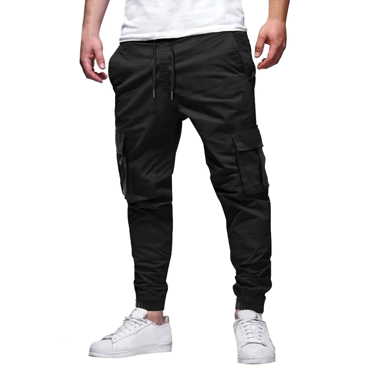 Mens MultiPocket Drawstring Casual Cargo Pants Mens Autumn and Summer New Cargo Pants 241021