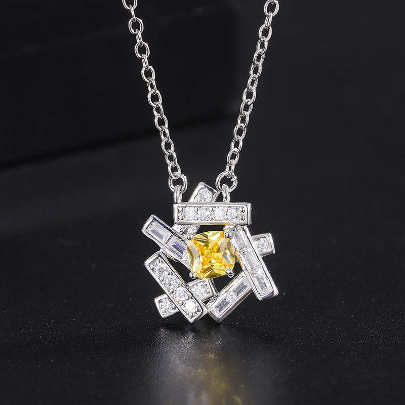 2022 Trendy New Ring Gold Yellow Zircon Jewelry Creative Women's Necklace B75