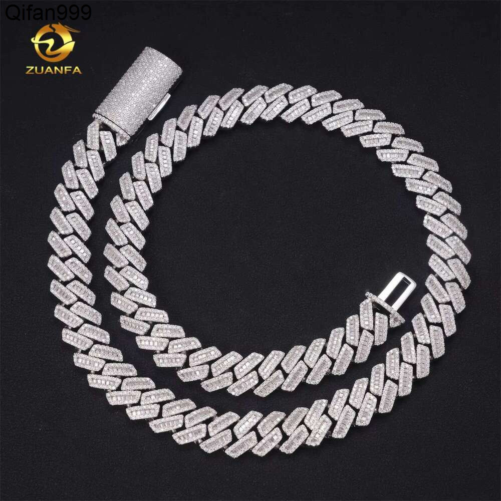 Hip Hop Jewelry 12Mm 10K White Gold Pyroxene French Long Stick Mens Chilled Cuban Chain Passes The Tester