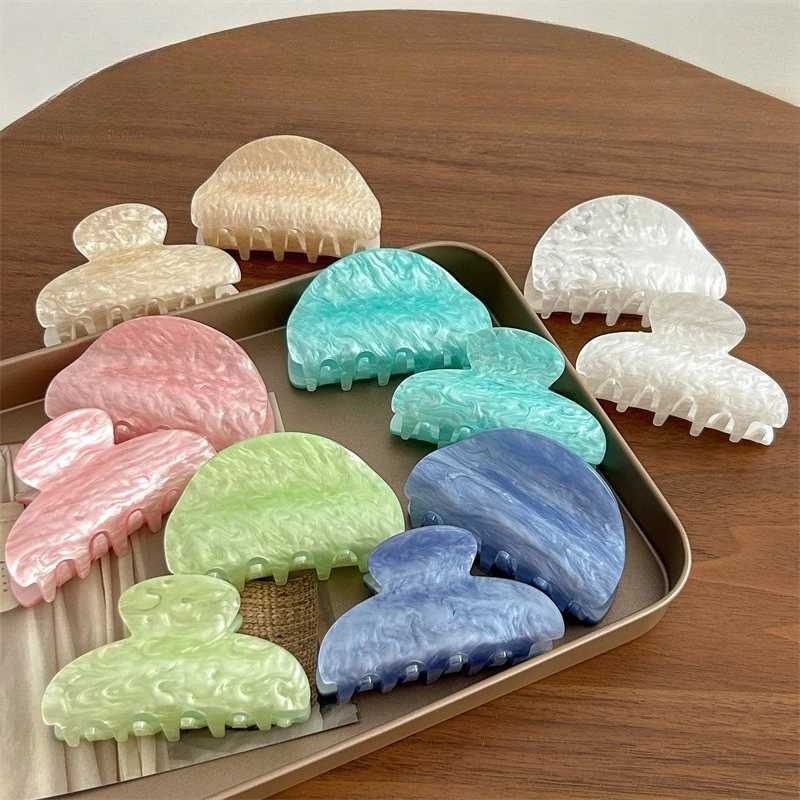 8CM Marble Pattern Acrylic Hair Claw Geometric Claw Clips Korean Trendy Hair Clips for Women Girls Hair Accessories Y250707