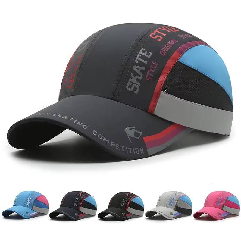 Summer Quick-Drying Mens Print Stitching Baseball Cap, Outdoor Sports Visor, Womens Tennis Hat, Adjustable Sun Hat ddmythur