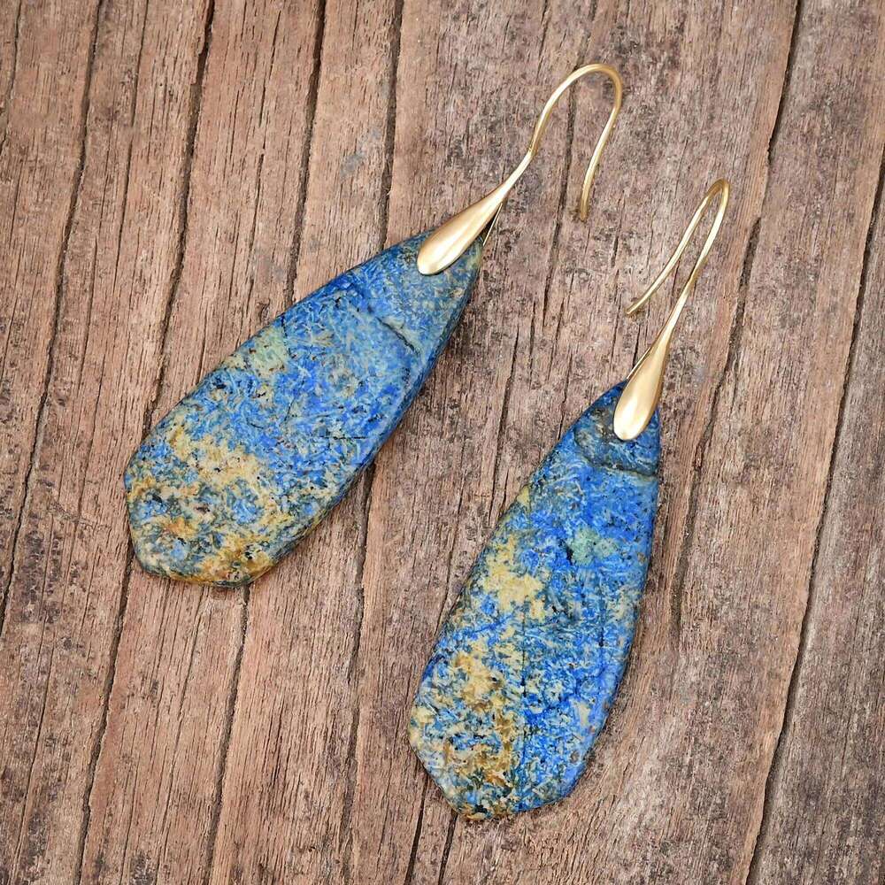Lapis Lazuli Pointed Natural Women's Gift Jewelry Bohemian Stone Earrings