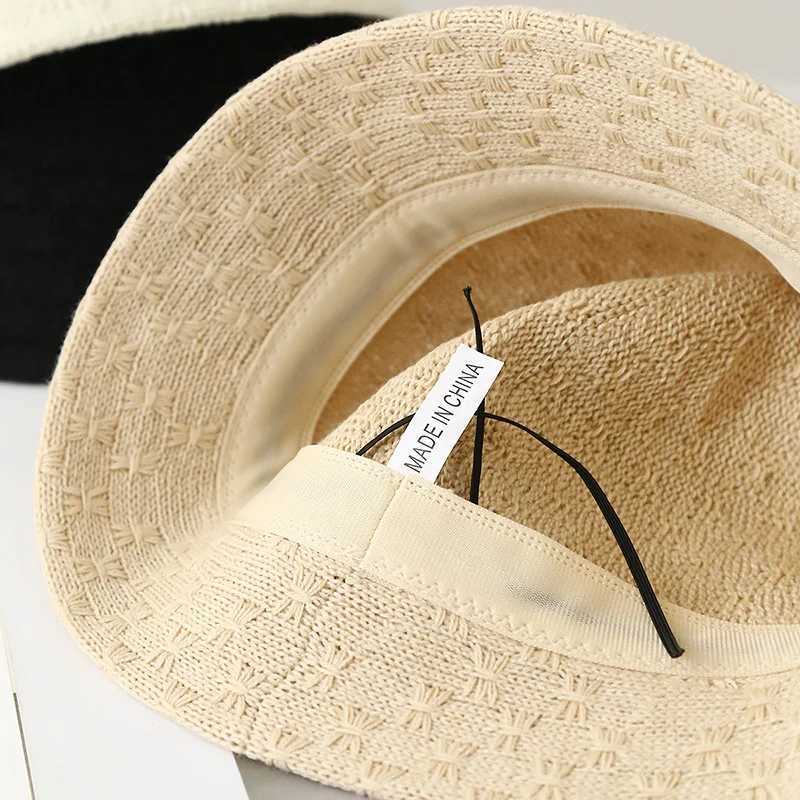 Winter Warm Bucket Hat for Women Vintage Knitting Fisherman Hat Summer Panama Caps Simple Breathable Sunshade Cap Y250707