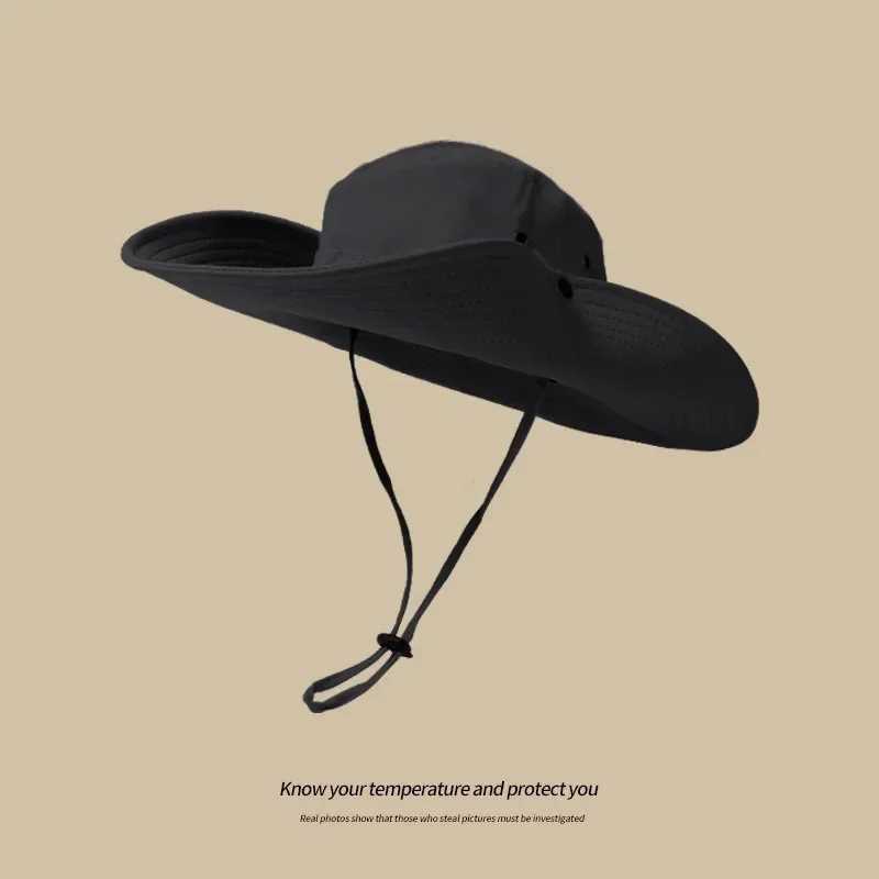 Womens Outdoor Sun Hat Summer UV Protection Bucket Safari Wide Brim Fisherman Cap Cowboy Men Fishing Hiking Beach Hats 2024 Y250707
