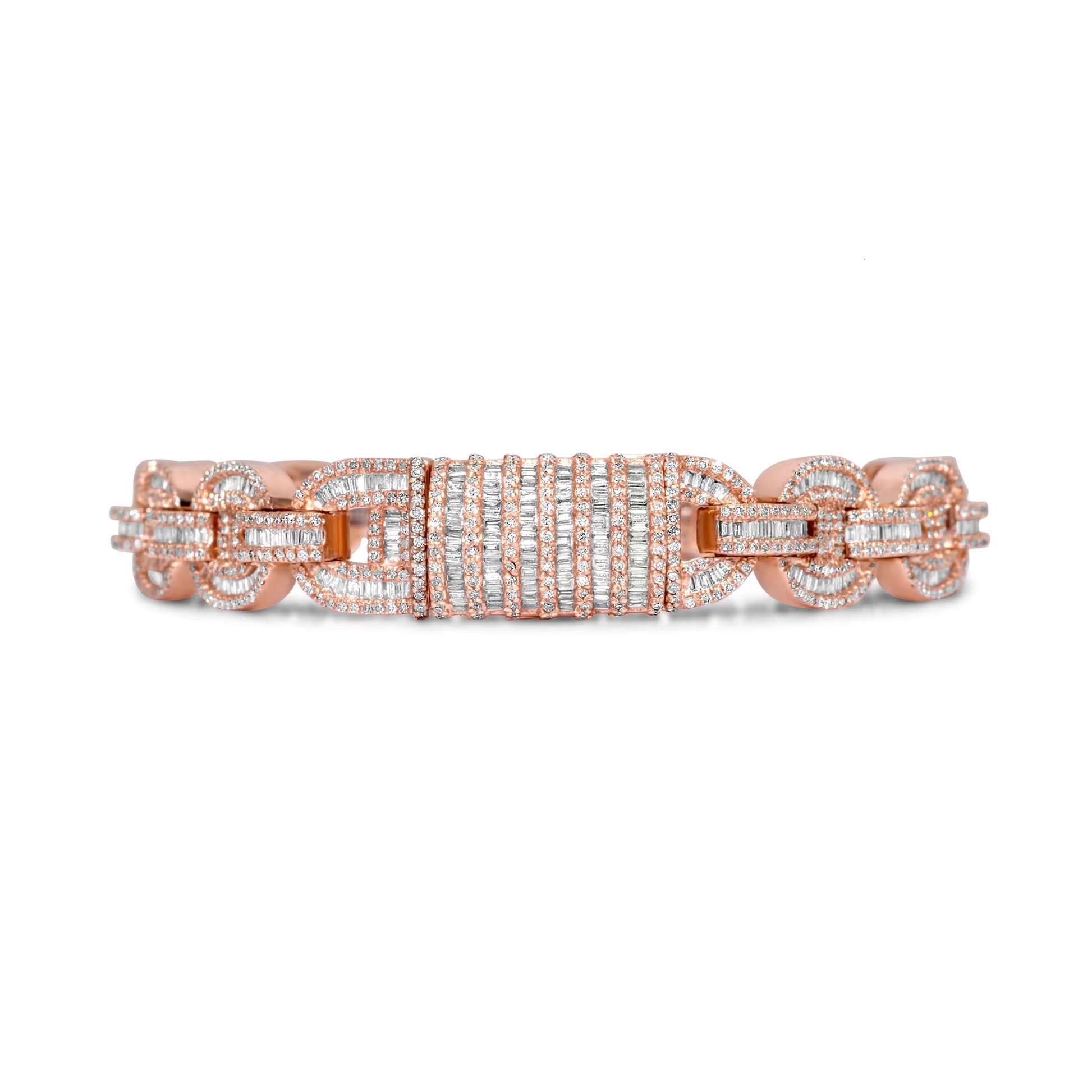 925 Sterling Silver Bracelet Moissanite Diamond Stone Exclusive Rose Gold Plated Fine Chain Link Stylish Eye-Catching Design