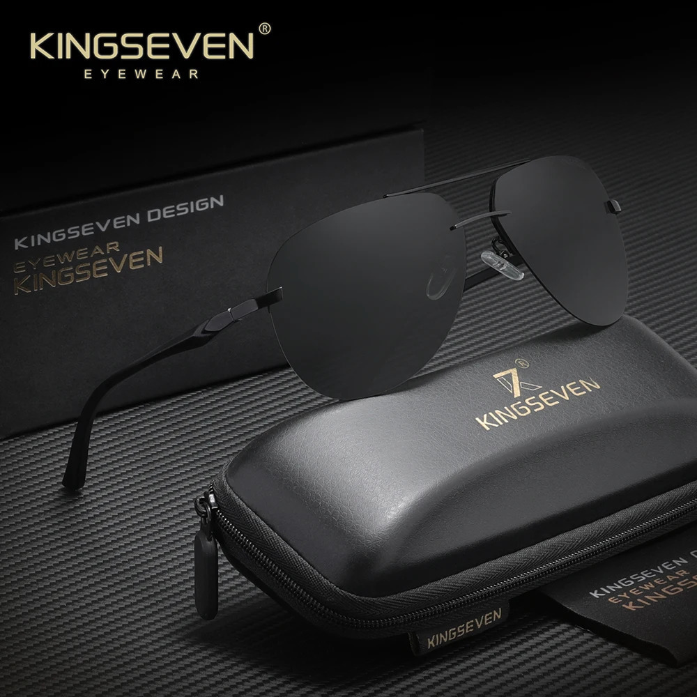 Kingseven Retro Pilot Sunglasses Men Women Driving Travel Rimless Half Frame Glasses Classical AntiGlare Vintage Male Eyewear 250707
