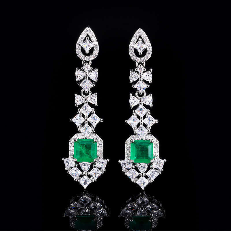New Jewelry Accessories Colorful Gemstone Earrings High-End Studs Blue Women's Style C68