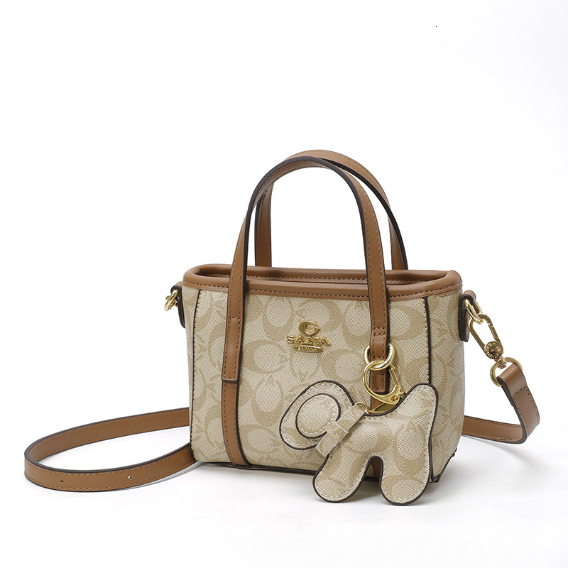 Designer High-End Feel for Women 2025 New Korean Version Handbag Printed Small Basket Versatile Stylish Shoulder Crossbody Light Luxury Women's B