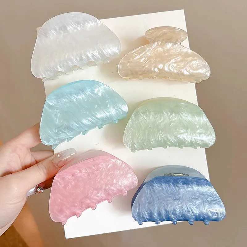 Korean Acrylic Hair Clip for Women Marble Texture Hair Claws Clips Trendy Girl Hairpin Korean Hair Accessories Y250707