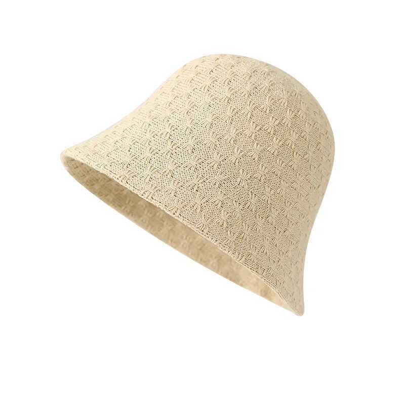 Winter Warm Bucket Hat for Women Vintage Knitting Fisherman Hat Summer Panama Caps Simple Breathable Sunshade Cap Y250707