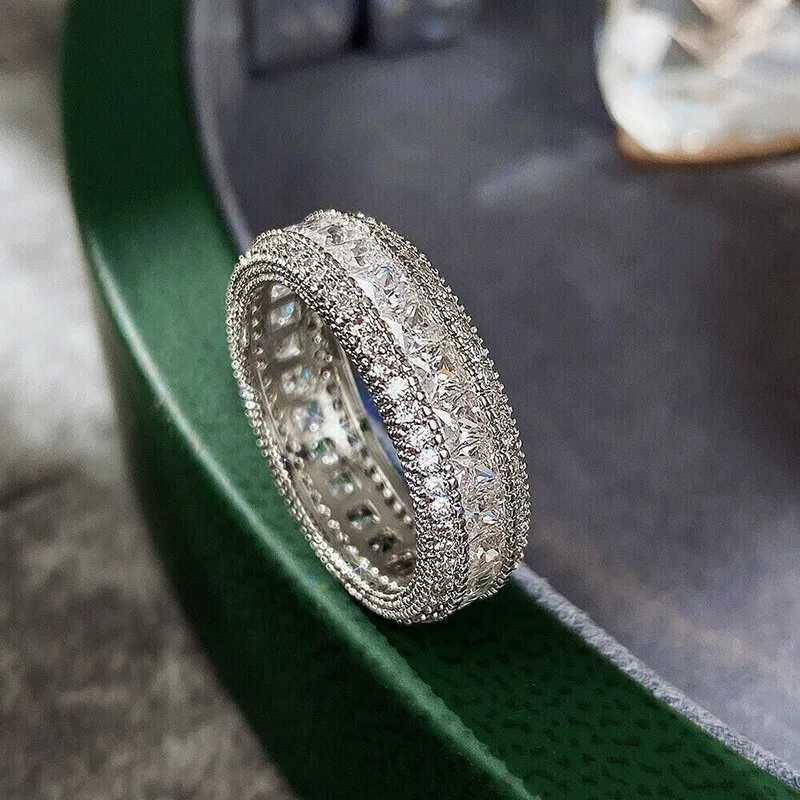 925 Sterling Silver Square Cubic Zirconia Crystal Rings for Women Wedding Engagement Party Luxury Accessories Fashion Jewelry XJ250707