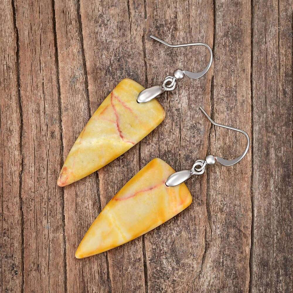 Imperial Jasper Triangle Earrings Natural Stone Bohemian Women's Gift