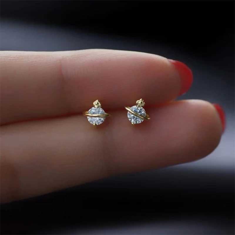 Tibetan Silver Mini Crystal Butterfly Sweet Stud Earrings for Women Flower Helix Cartilage Tragus Lobe Teen Ear Piercing Jewelry Y250707
