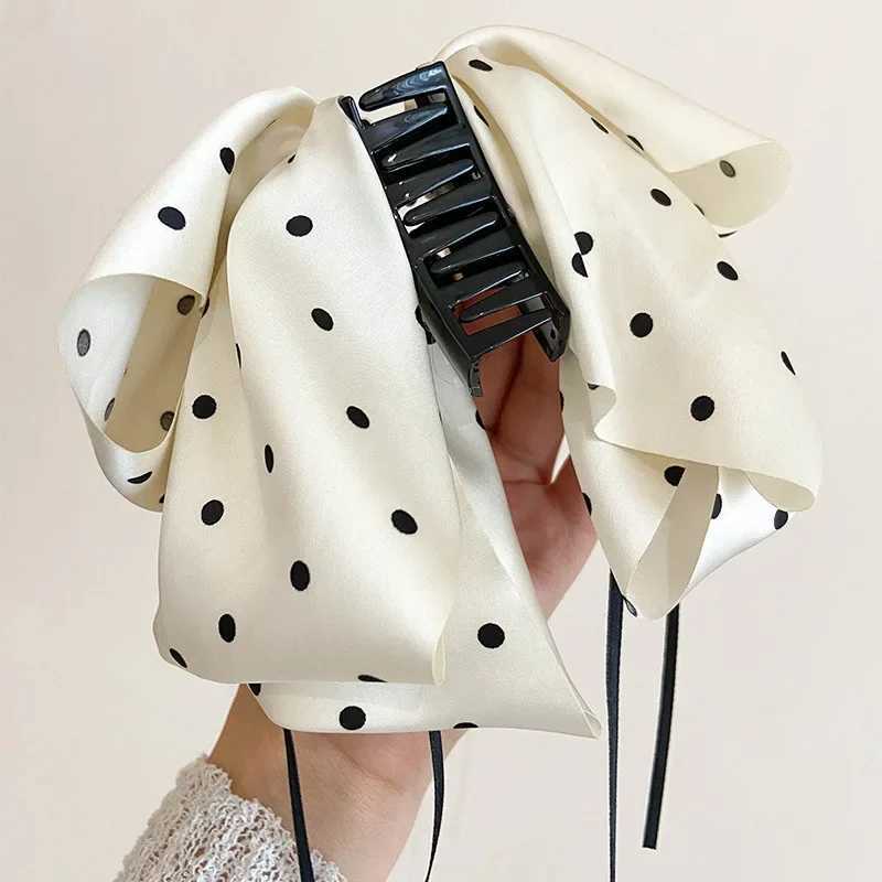 Fashion Ribbon Hair Claw Bow Hair Clips for Women Girls Stain Bow Barrettes Hairpin Women Color Ponytail Clip Hair Accessories Z250707