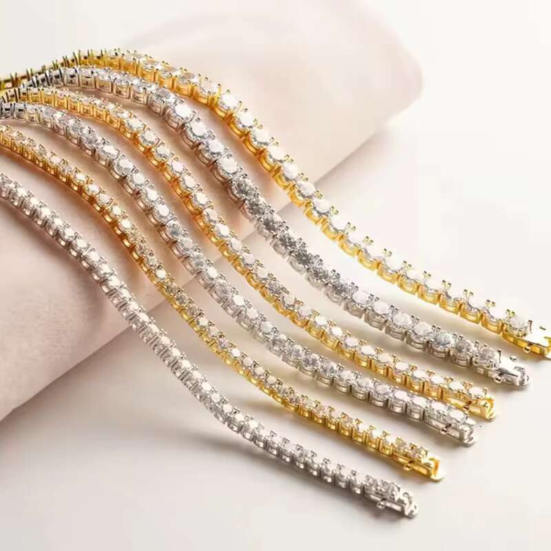 Wholesale 2mm 3mm 4mm 5mm 6.5mm Hip Hop Jewelry 925 Sterling Silver Tennis Chain Iced Out Moissanite Tennis Chain Necklace