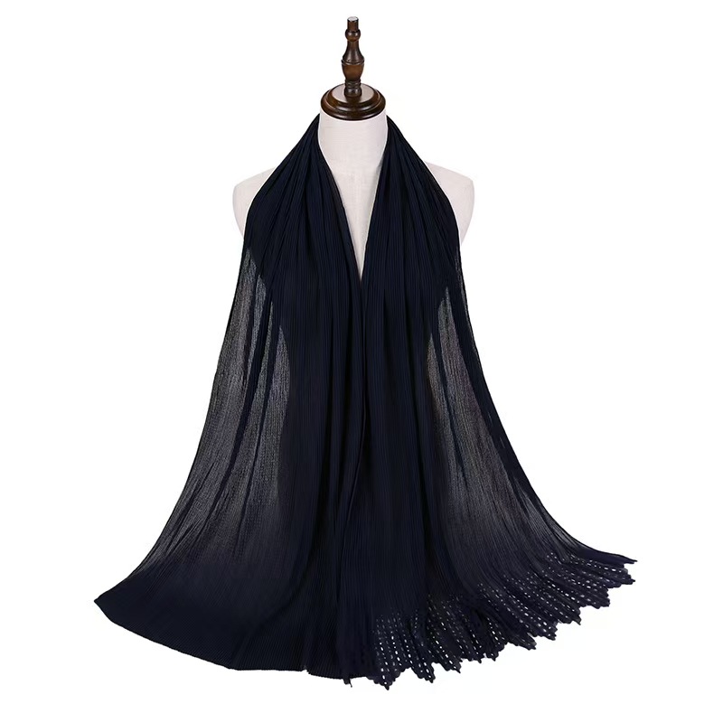 T1162 New Pearl Chiffon Headscarf Malaysia Fashion Headscarf Hollow Fashion Craft Scarf