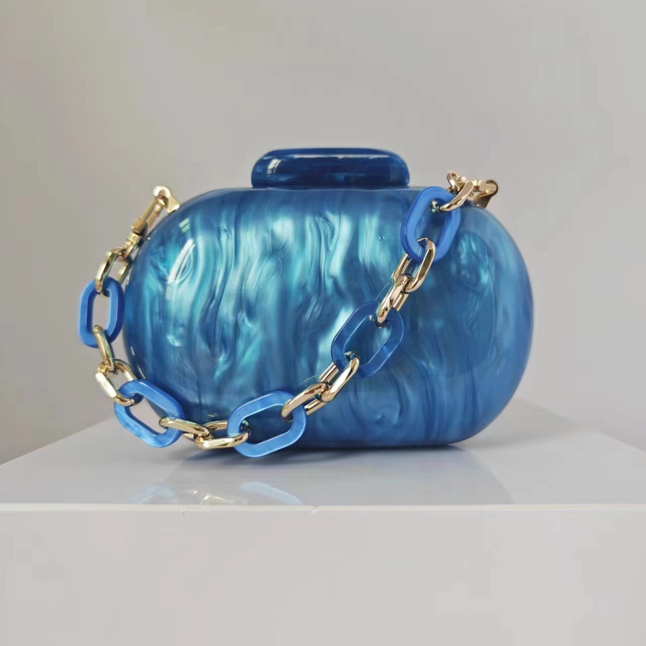 Ladies trend European and American oval shell goose trend egg acrylic handbag designer bag evening wear shoulder crossbody bag