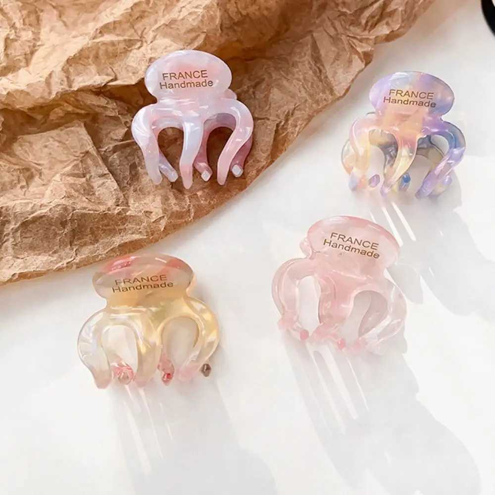 Korean Retro Mini Hair Claw Pumpkin Small Grab Clip Acetate Hair Clips Shark Clip High Ponytail Fixing Artifact Hairpin Headwear Y250707