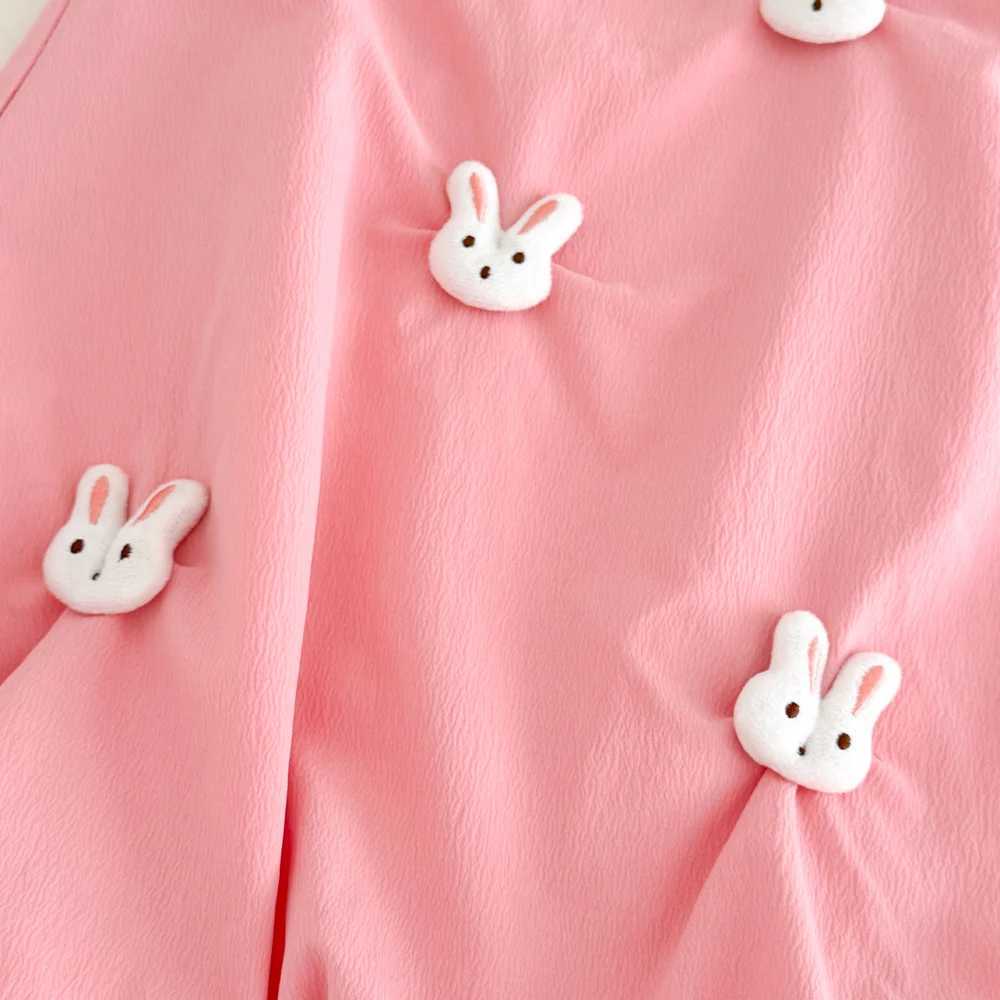 Humor Bear Summer Girls Dress Solid Color Rabbit Embellished Sleeveless Pod Dress Fashion Princess Dress Cute Children Clothing R250707