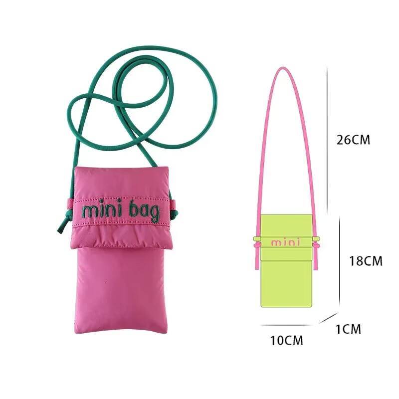 New Fashion Cute Phone Simple Green Rose Red Shoulder Crossbody Bag Girls Fabric Small Storage Purse Card Holder 2024 ddmynov