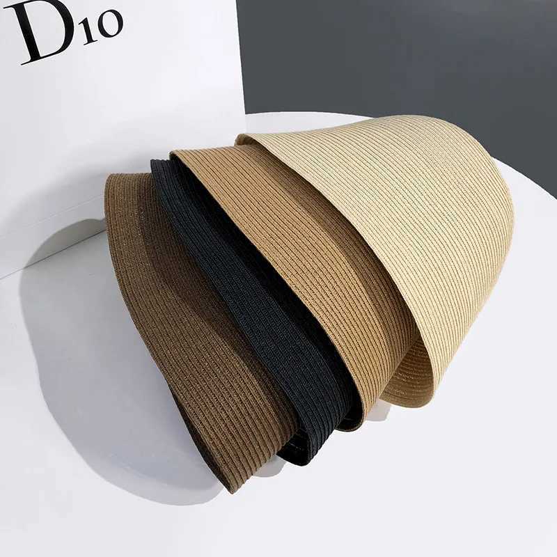 Summer Lace-up Mercerized Cotton Bucket Hats Women Summer Thin Sunshade Wide-brimmed Fisherman Cap Ins Casual Fashion Sun Hat Y250707