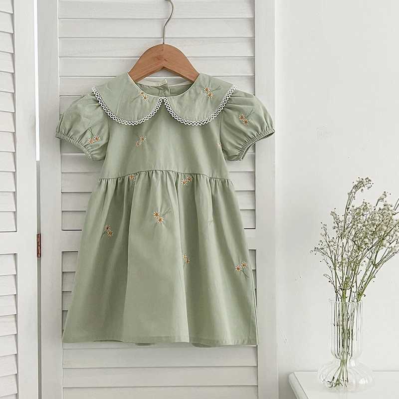 Girls Summer Dress Kids Princess Birthday Dresses Embroidered Daisy Dress Puff Sleeve Elegant Baby Children Clothes Dresses R250707
