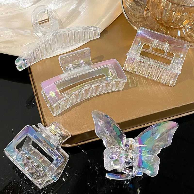New Women Fashion Transparent Mermaid Color Hair Clip Claw Korean Version of Female Shark Hairpin Girls Hair Accessories Y250707