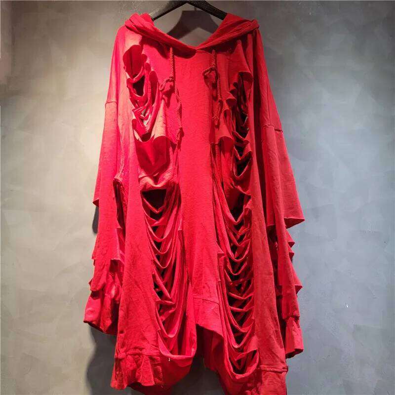 Fashion Women's Solid Color Hollow Out Design Loose Hooded Sweater Summer Trendy Long Sleeves Tops Female