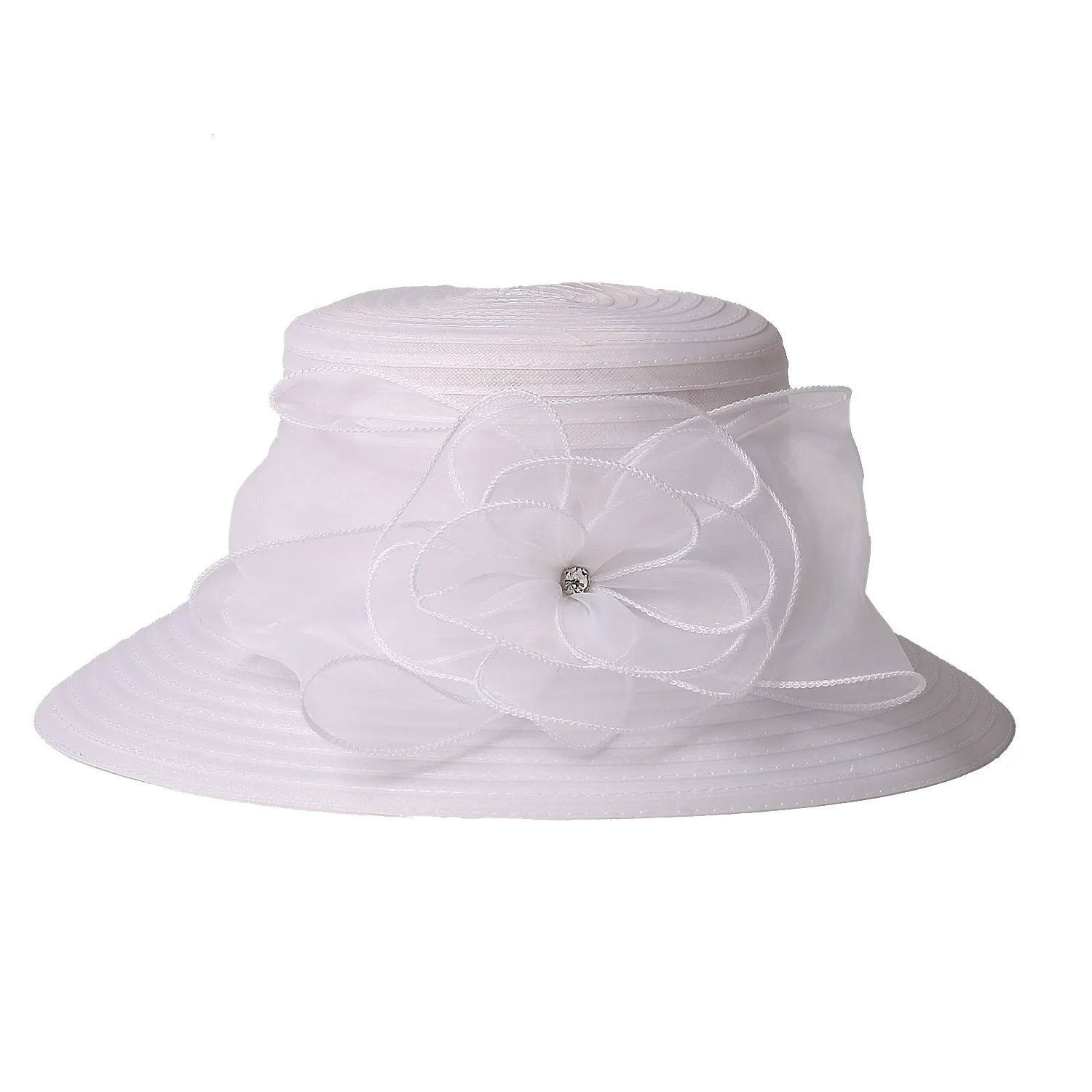 FS Summer Wide Brim Church Hats Red White Flower Fascinators Hat For Women Elegant Outdoor Sunshade Wedding Cap Sombrero 250707