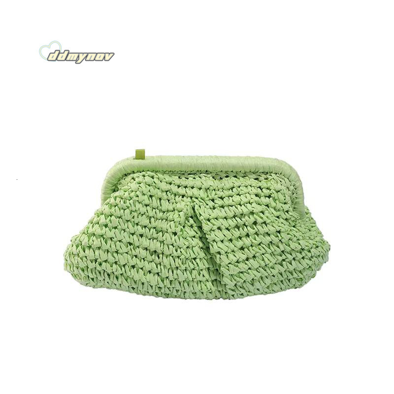 Gusure Summer Designer Shoulder Straw Weaving Clutch Purse Women Dumpling Crossbody Beach Bag Fashon Cloud Pouch ddmynov