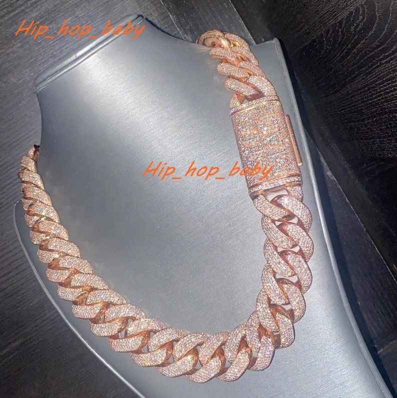 Iced Out 20 MM VVS Moissanite Diamond Thick Prong Cuban Link Chain 925 Sterling Silver Miami Cuban Necklace for Men Gifts