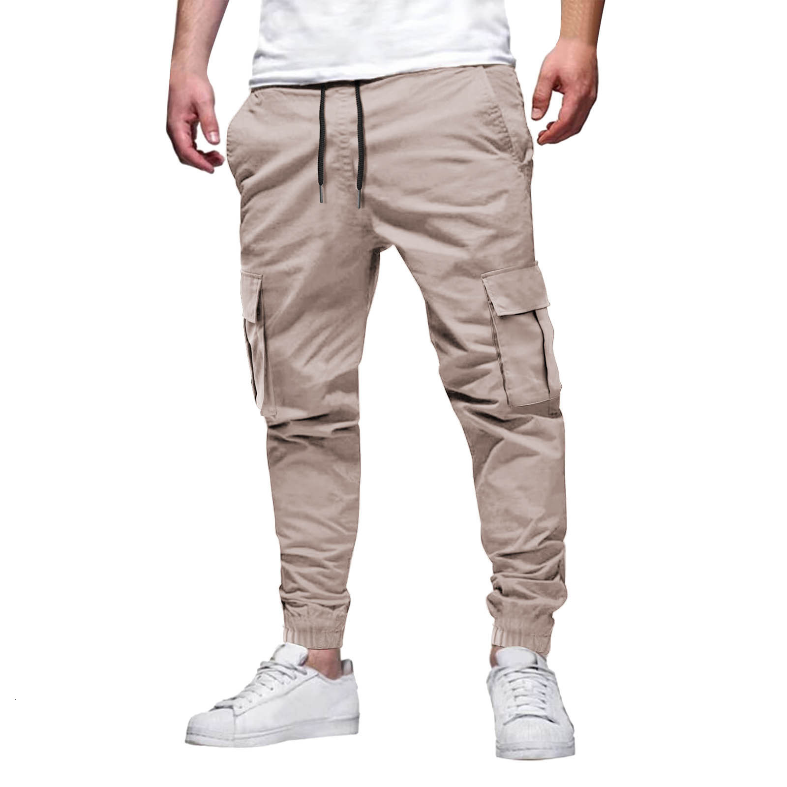Mens MultiPocket Drawstring Casual Cargo Pants Mens Autumn and Summer New Cargo Pants 241021