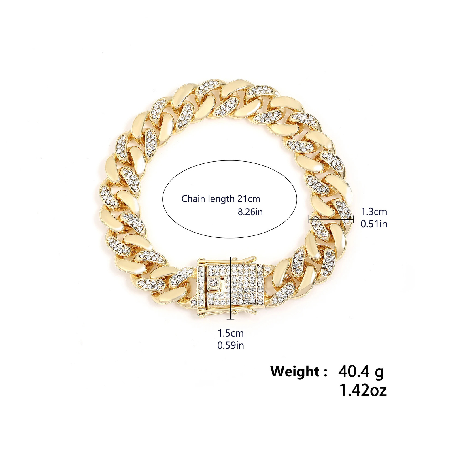 ZAkool Hip Hop Cuban Chain Women Mens Bracelet Full Shiny Rhinestone Stone Miami Bracelets Fashion Jewelry 250707