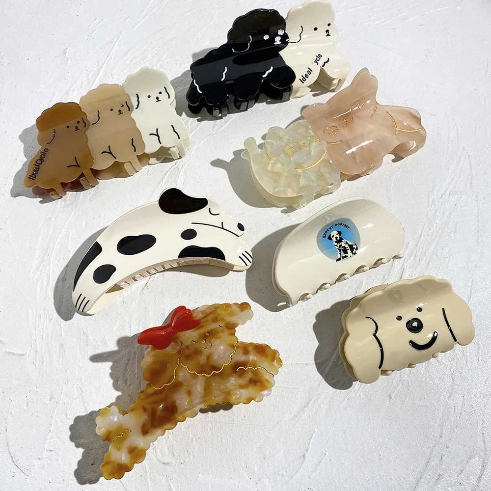 Cute Acetate Speckle Teddy Dog Animal Crab Hair Claw Clip For Women Girls Creative Funny Hairpin Barrettes Hair Accessories Z250707