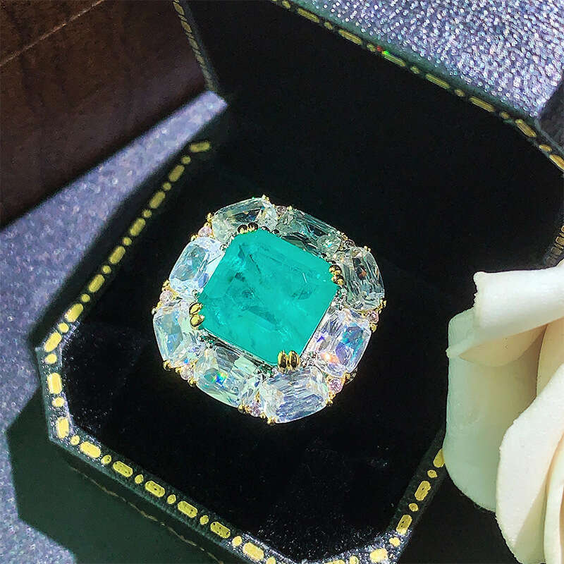 New Style Jewelry Set Paraiba Pink Zircon Cubic Elegant High Stud Earrings Ring 630